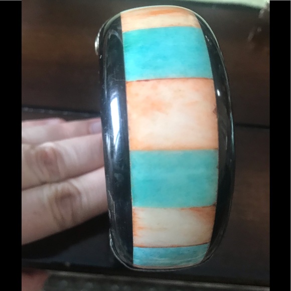 Wood inlay bracelet. - Picture 1 of 3